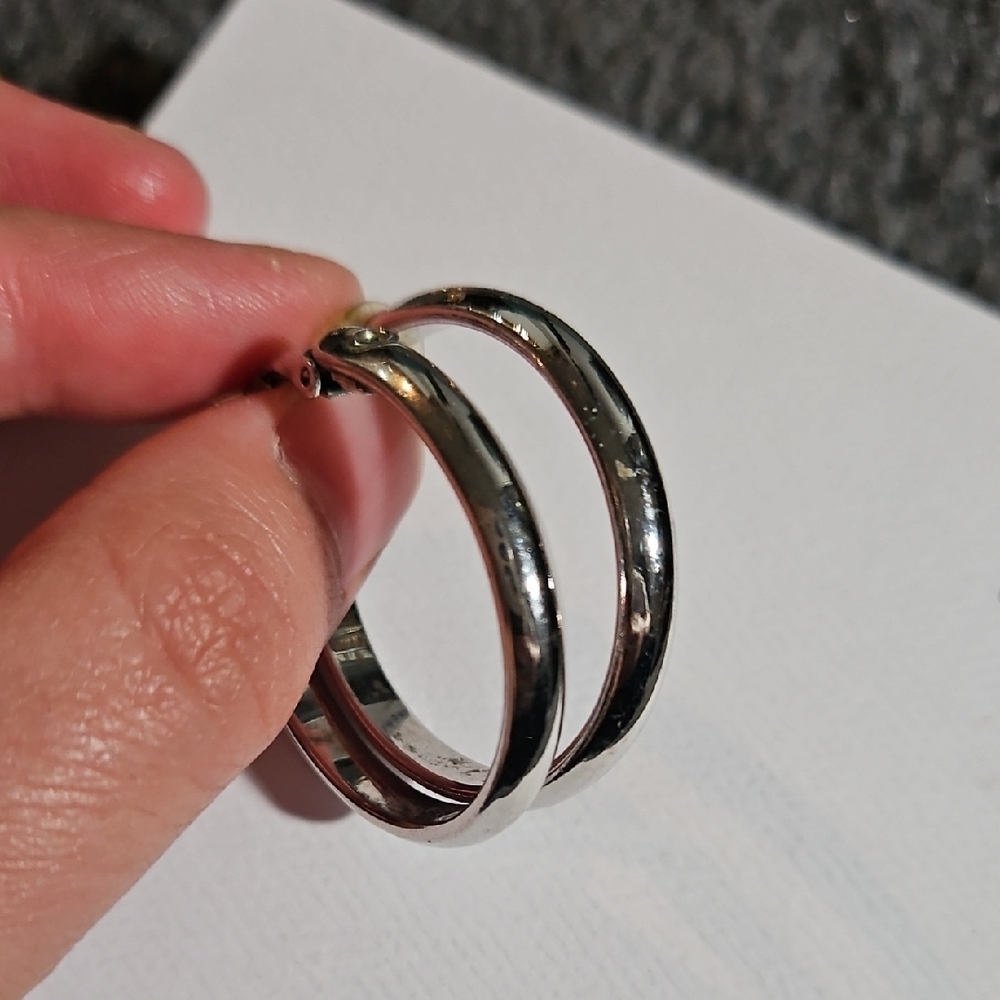 Elegant Silver Hoop Clip On Earrings